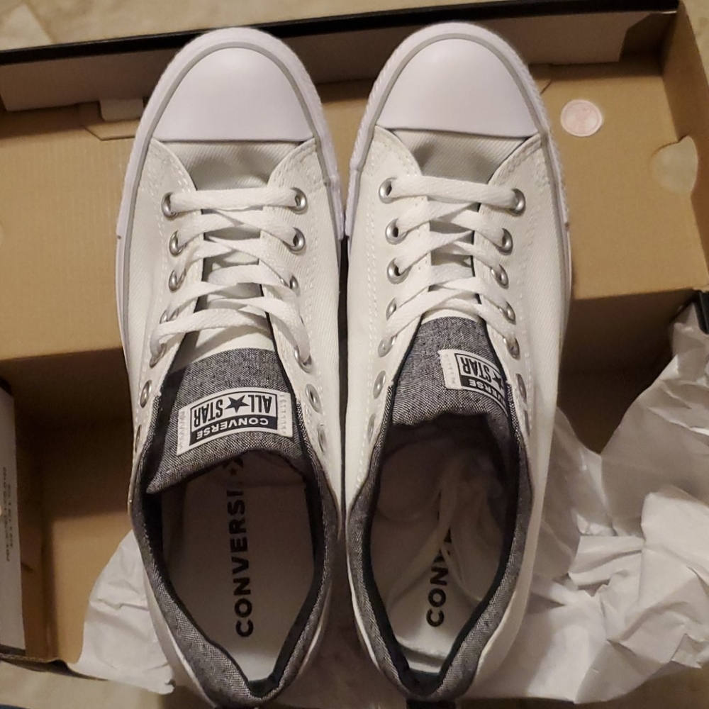 Converse All Star Low Top Sneakers in White and Gray